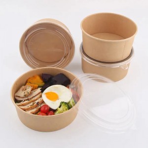 Disposable Kraft Paper Soup Bowls With Lid
