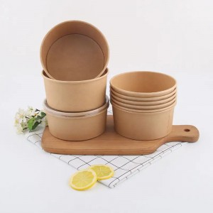 Custom Biodegradable Disposable Kraft Paper Soup Bowls