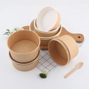 Disposable Kraft Paper Soup Bowls With Lid