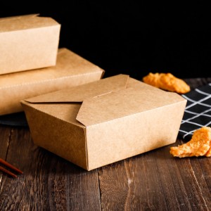 Custom Logo Disposable Kraft Paper Lunch Box