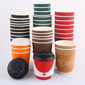 Disposable Double Wall Kraft Coffee Cups With Lids