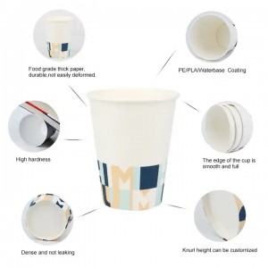 Single-wall Paper Cup with Lid Heat-resistant & Leak-proof