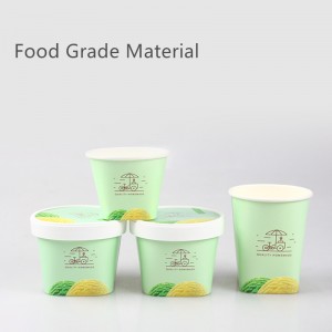 Top Round Bottom Square  Ice Cream Paper Cup  with Lid