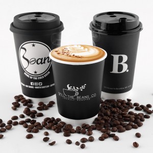 Premium Double-Walled White Cardboard Coffee Cups with Lids