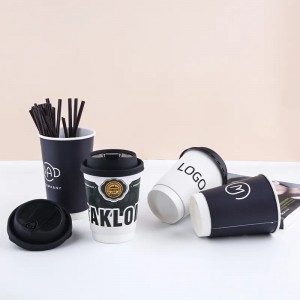 Premium Double-Walled White Cardboard Coffee Cups with Lids