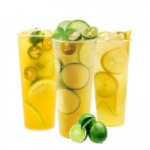 Clear Beverage Eco-friendly Disposable  Plastic Boba Milk Tea Cup With Lids
